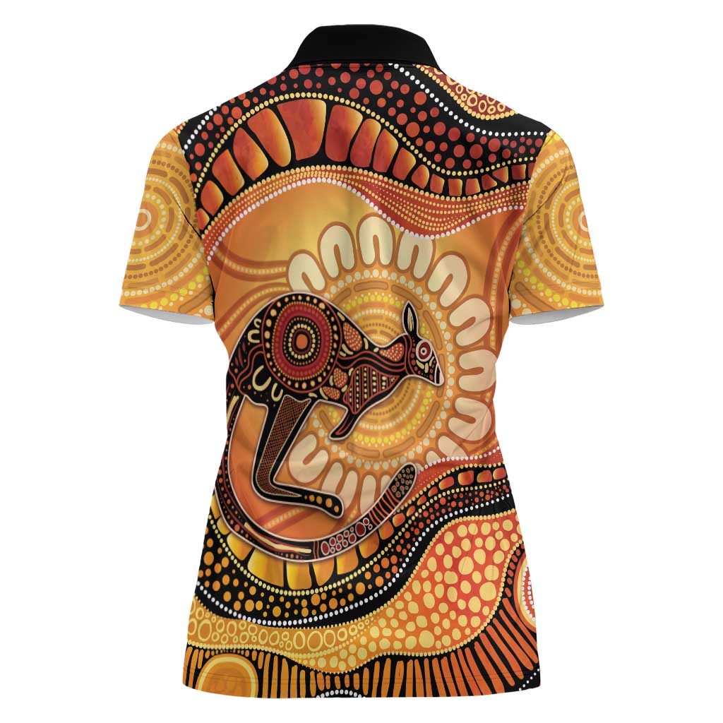 Indigenous Kangaroo Australia Women Polo Shirt Australian Aboriginal Art Proud