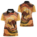 Indigenous Kangaroo Australia Women Polo Shirt Australian Aboriginal Art Proud