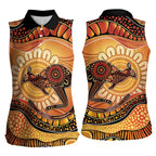 Indigenous Kangaroo Australia Women Sleeveless Polo Shirt Australian Aboriginal Art Proud