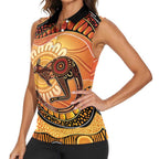 Indigenous Kangaroo Australia Women Sleeveless Polo Shirt Australian Aboriginal Art Proud