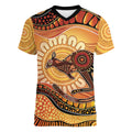 Indigenous Kangaroo Australia Women V-Neck T-Shirt Australian Aboriginal Art Proud