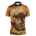 Indigenous Kangaroo Australia Zipper Polo Shirt Australian Aboriginal Art Proud