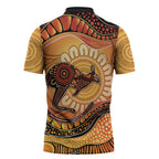 Indigenous Kangaroo Australia Zipper Polo Shirt Australian Aboriginal Art Proud