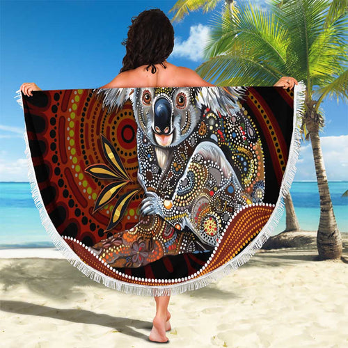 Indigenous Koala Australia Beach Blanket Australian Aboriginal Art Proud