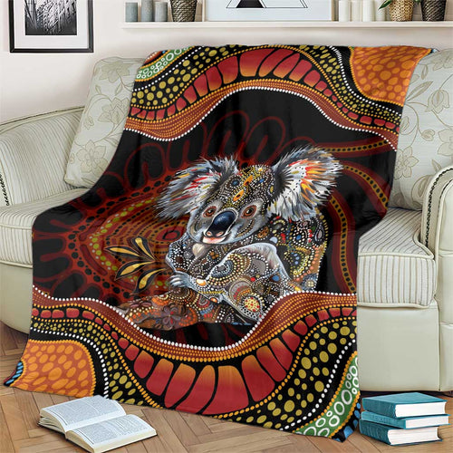 Indigenous Koala Australia Blanket Australian Aboriginal Art Proud