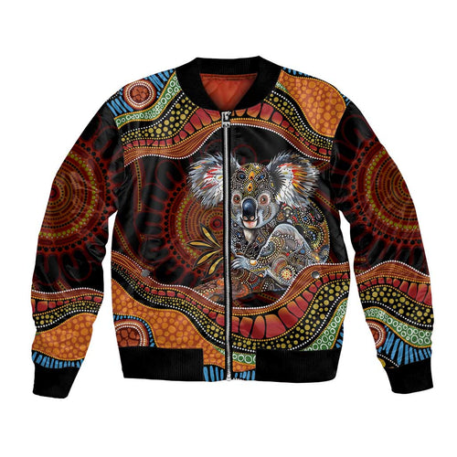 Indigenous Koala Australia Bomber Jacket Australian Aboriginal Art Proud