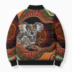 Indigenous Koala Australia Bomber Puffer Jacket Australian Aboriginal Art Proud