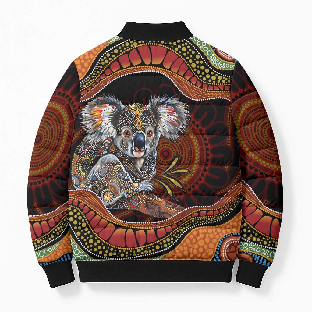Indigenous Koala Australia Bomber Puffer Jacket Australian Aboriginal Art Proud