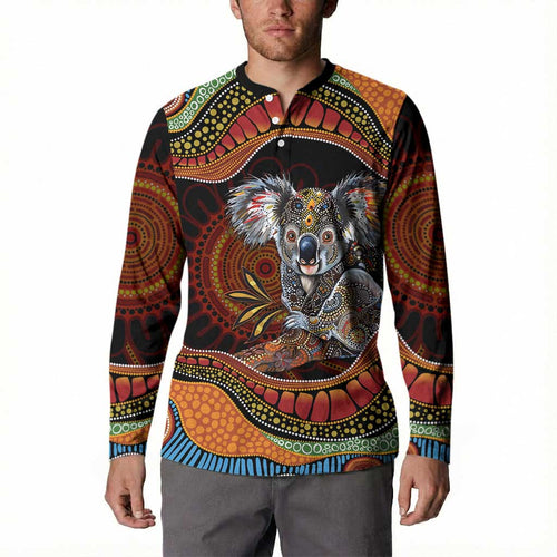 Indigenous Koala Australia Button Sweatshirt Australian Aboriginal Art Proud