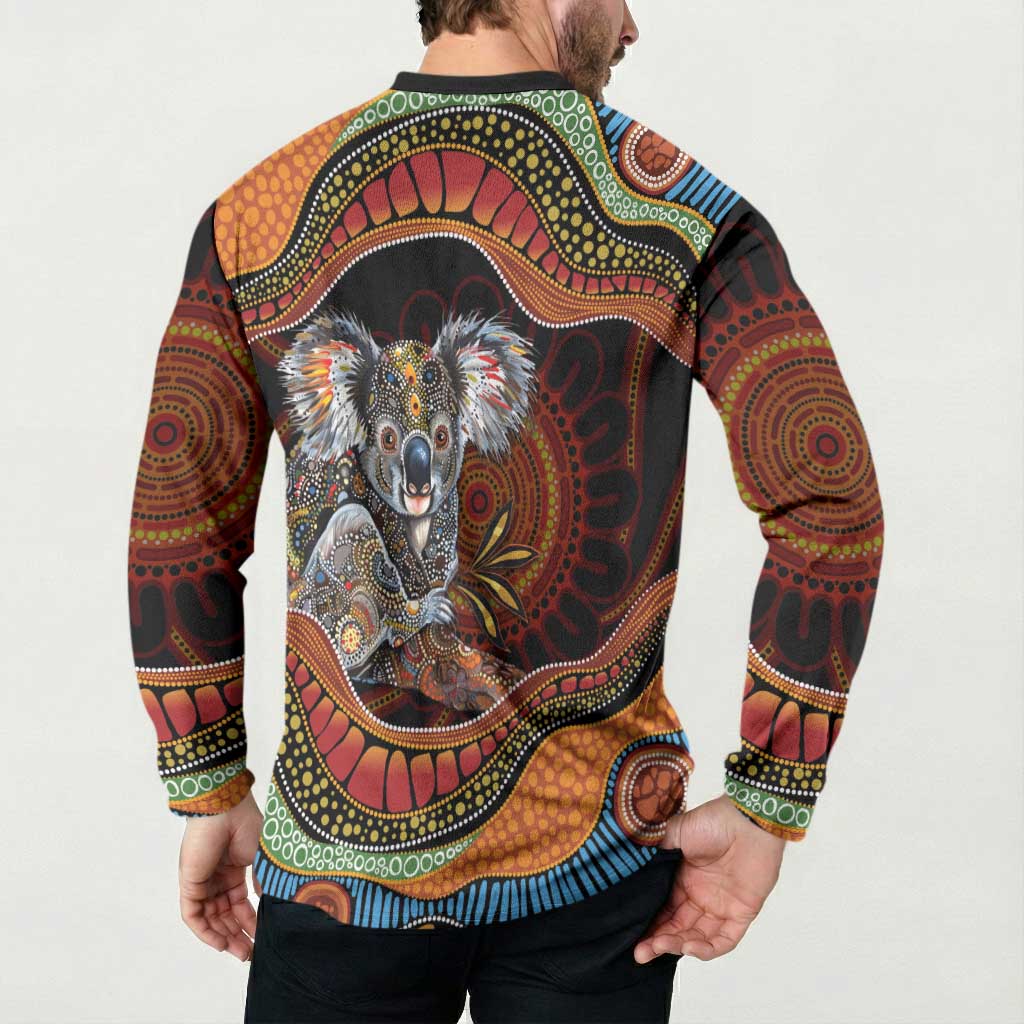 Indigenous Koala Australia Button Sweatshirt Australian Aboriginal Art Proud