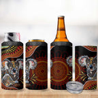 Indigenous Koala Australia 4 in 1 Can Cooler Tumbler Australian Aboriginal Art Proud