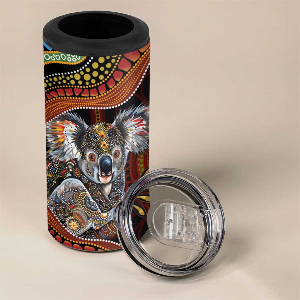 Indigenous Koala Australia 4 in 1 Can Cooler Tumbler Australian Aboriginal Art Proud