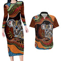 Indigenous Koala Australia Couples Matching Long Sleeve Bodycon Dress and Hawaiian Shirt Australian Aboriginal Art Proud
