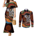 Indigenous Koala Australia Couples Matching Mermaid Dress and Long Sleeve Button Shirt Australian Aboriginal Art Proud
