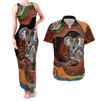 Indigenous Koala Australia Couples Matching Tank Maxi Dress and Hawaiian Shirt Australian Aboriginal Art Proud