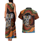 Indigenous Koala Australia Couples Matching Tank Maxi Dress and Hawaiian Shirt Australian Aboriginal Art Proud