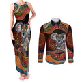 Indigenous Koala Australia Couples Matching Tank Maxi Dress and Long Sleeve Button Shirt Australian Aboriginal Art Proud