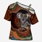 Indigenous Koala Australia Cross Shoulder Shirt Australian Aboriginal Art Proud