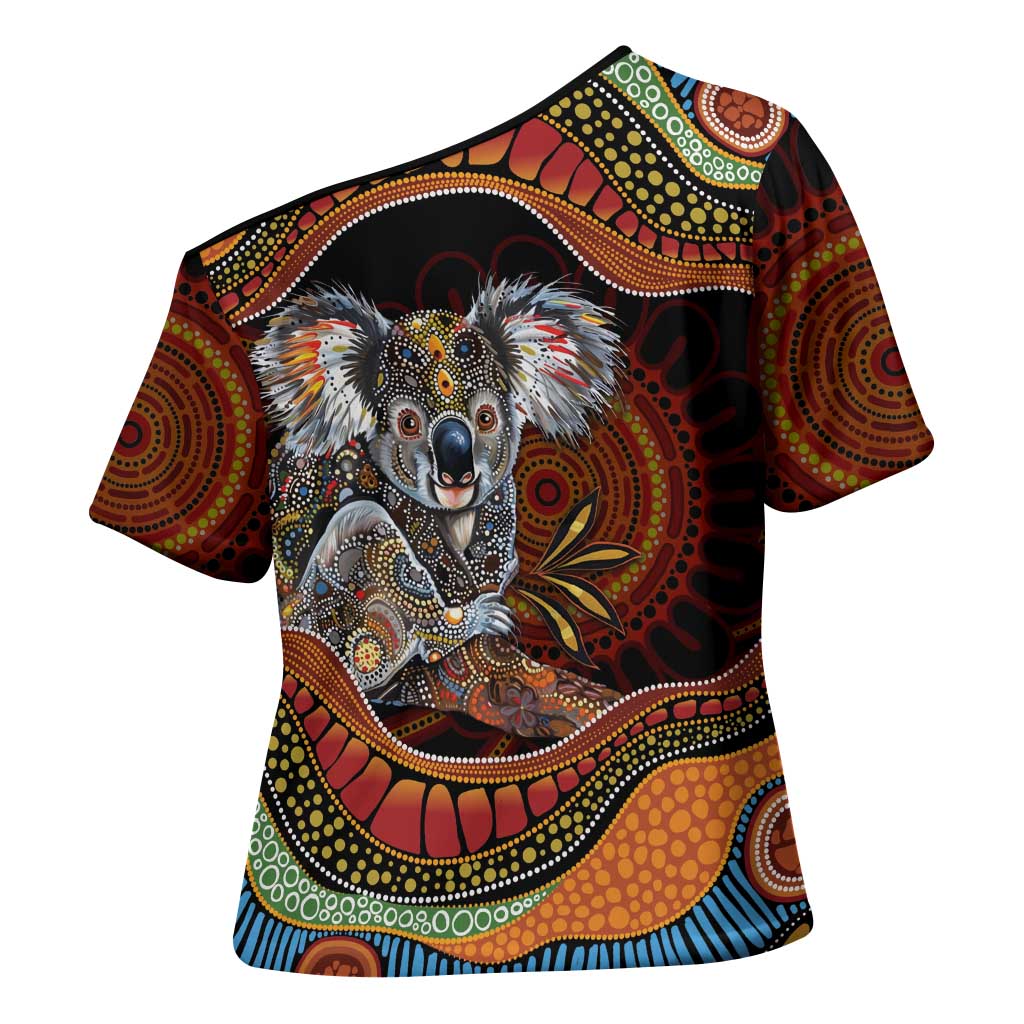 Indigenous Koala Australia Cross Shoulder Shirt Australian Aboriginal Art Proud