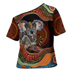 Indigenous Koala Australia Cross Shoulder Shirt Australian Aboriginal Art Proud