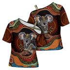 Indigenous Koala Australia Cross Shoulder Shirt Australian Aboriginal Art Proud