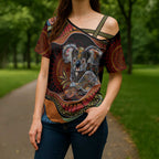 Indigenous Koala Australia Cross Shoulder Shirt Australian Aboriginal Art Proud