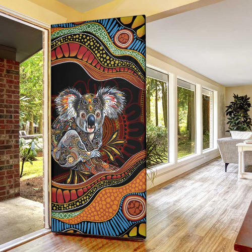Indigenous Koala Australia Door Cover Australian Aboriginal Art Proud