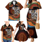 Indigenous Koala Australia Family Matching Mermaid Dress and Hawaiian Shirt Australian Aboriginal Art Proud