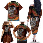 Indigenous Koala Australia Family Matching Off The Shoulder Long Sleeve Dress and Hawaiian Shirt Australian Aboriginal Art Proud