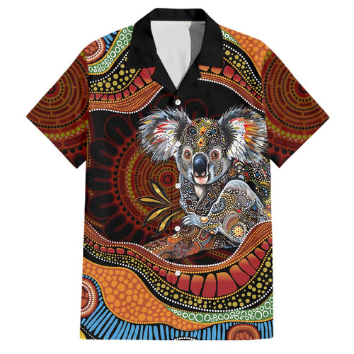 Indigenous Koala Australia Family Matching Off The Shoulder Long Sleeve Dress and Hawaiian Shirt Australian Aboriginal Art Proud