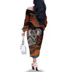 Indigenous Koala Australia Family Matching Off The Shoulder Long Sleeve Dress and Hawaiian Shirt Australian Aboriginal Art Proud