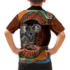 Indigenous Koala Australia Family Matching Off Shoulder Maxi Dress and Hawaiian Shirt Australian Aboriginal Art Proud