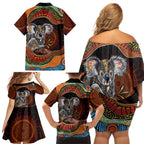 Indigenous Koala Australia Family Matching Off Shoulder Short Dress and Hawaiian Shirt Australian Aboriginal Art Proud