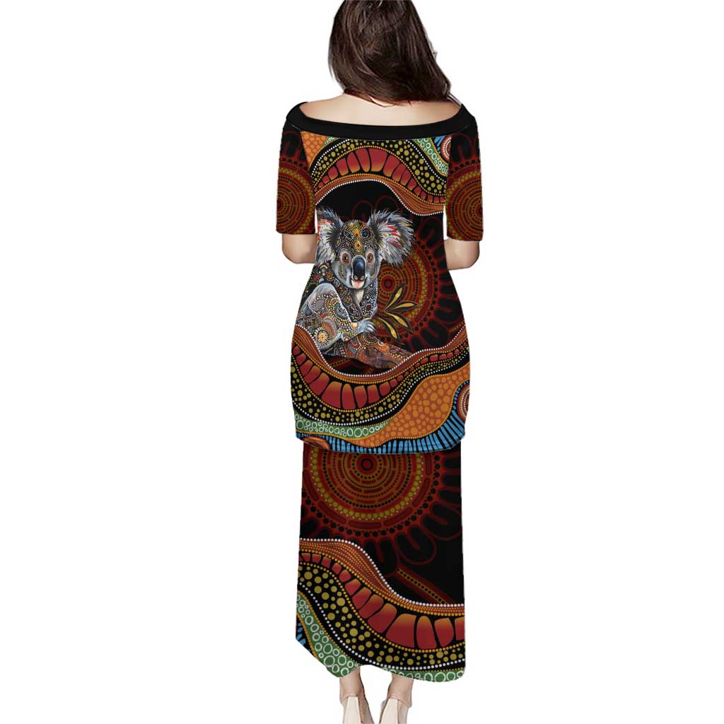Indigenous Koala Australia Family Matching Puletasi and Hawaiian Shirt Australian Aboriginal Art Proud
