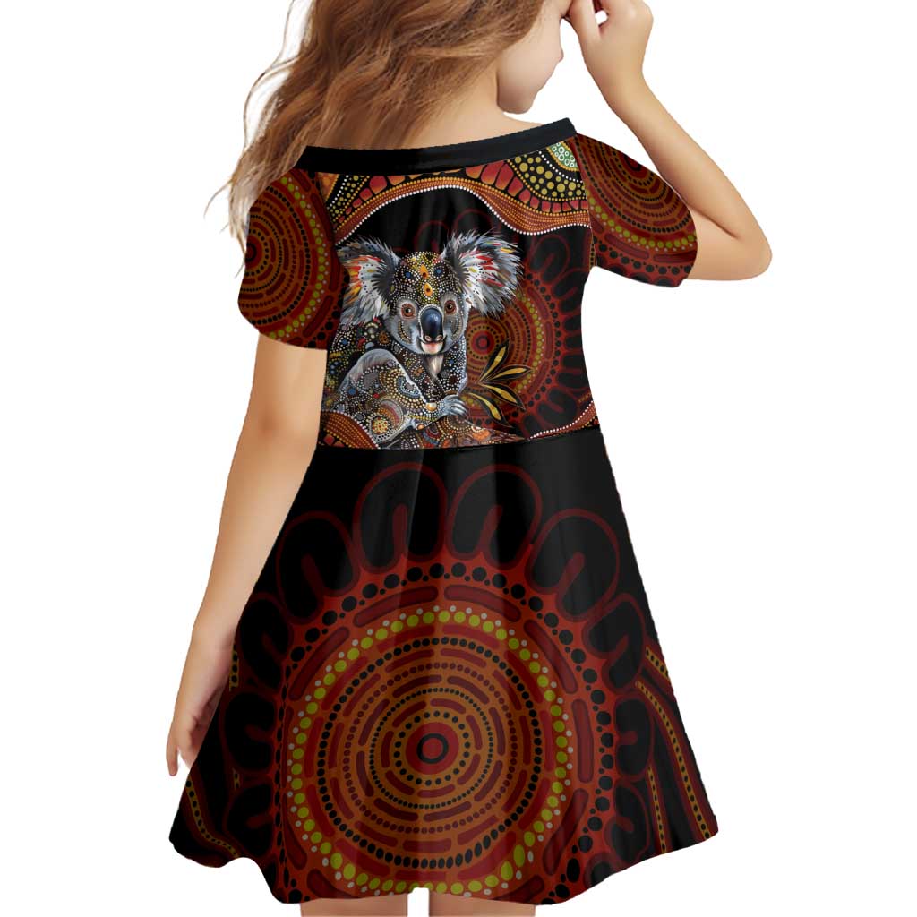 Indigenous Koala Australia Family Matching Short Sleeve Bodycon Dress and Hawaiian Shirt Australian Aboriginal Art Proud