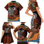 Indigenous Koala Australia Family Matching Short Sleeve Bodycon Dress and Hawaiian Shirt Australian Aboriginal Art Proud