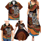 Indigenous Koala Australia Family Matching Summer Maxi Dress and Hawaiian Shirt Australian Aboriginal Art Proud