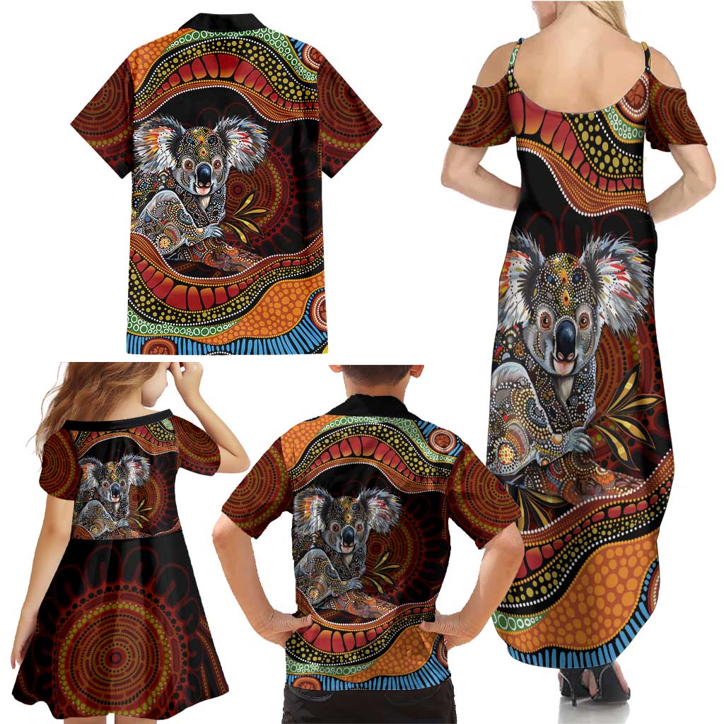 Indigenous Koala Australia Family Matching Summer Maxi Dress and Hawaiian Shirt Australian Aboriginal Art Proud