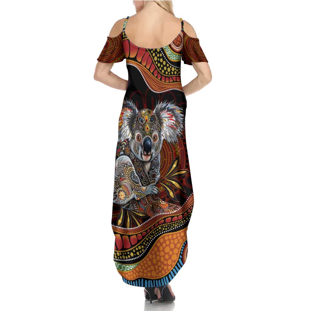 Indigenous Koala Australia Family Matching Summer Maxi Dress and Hawaiian Shirt Australian Aboriginal Art Proud