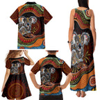 Indigenous Koala Australia Family Matching Tank Maxi Dress and Hawaiian Shirt Australian Aboriginal Art Proud