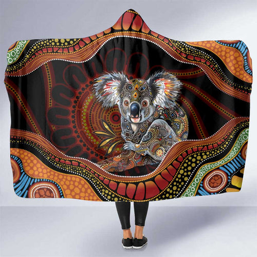 Indigenous Koala Australia Hooded Blanket Australian Aboriginal Art Proud