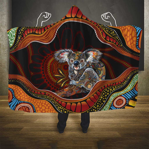Indigenous Koala Australia Hooded Blanket Australian Aboriginal Art Proud