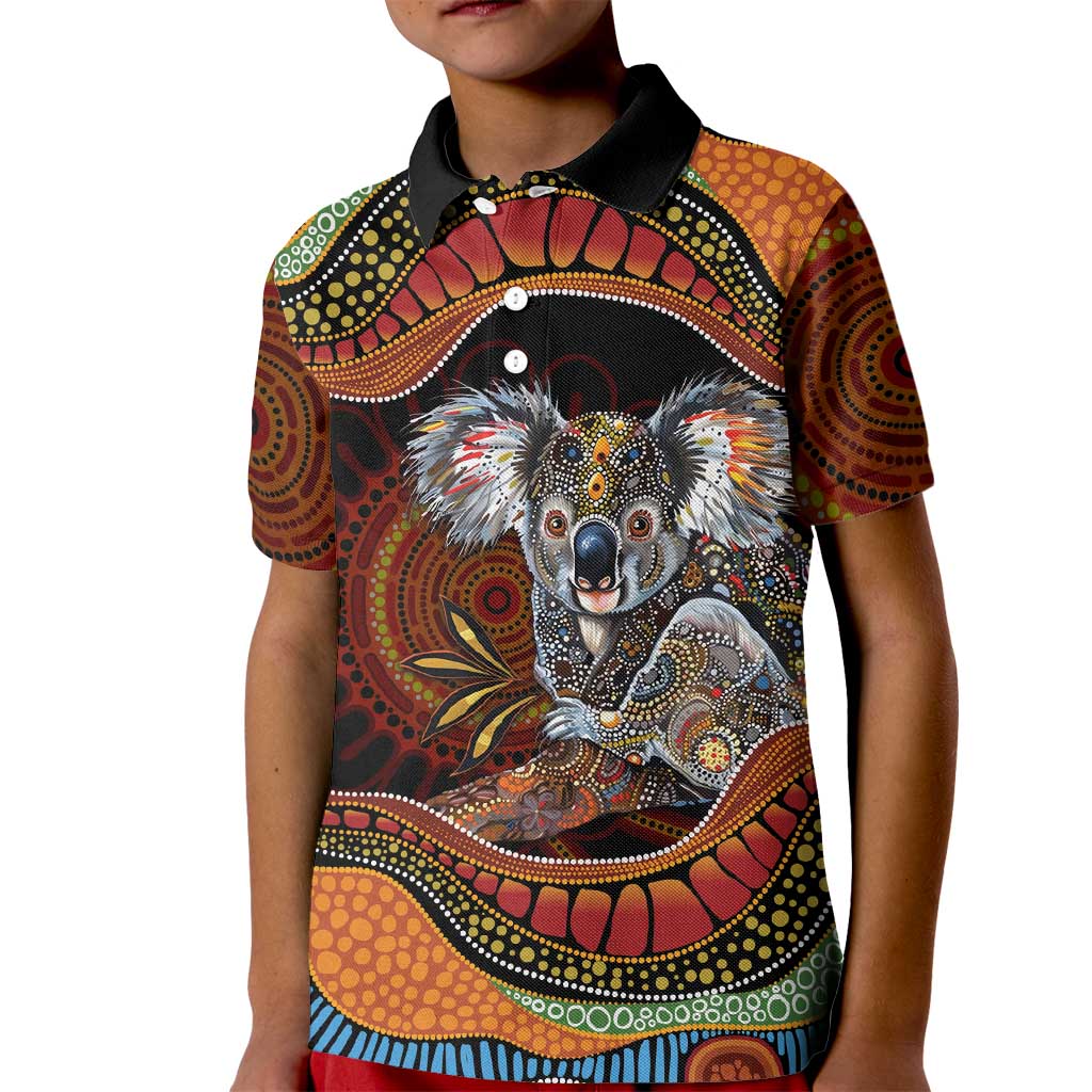 Indigenous Koala Australia Kid Polo Shirt Australian Aboriginal Art Proud
