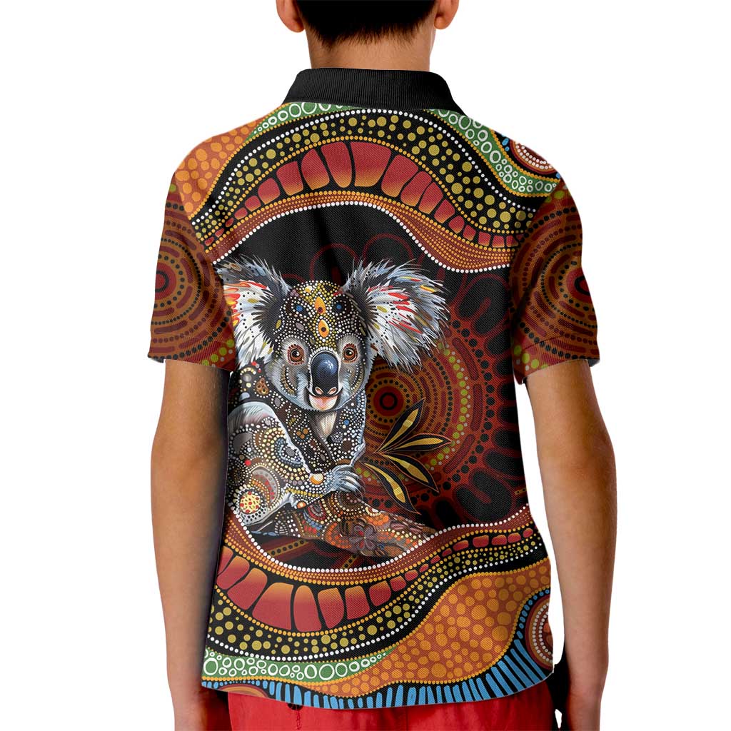Indigenous Koala Australia Kid Polo Shirt Australian Aboriginal Art Proud