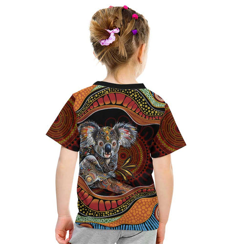 Indigenous Koala Australia Kid T Shirt Australian Aboriginal Art Proud