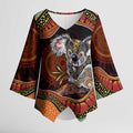 Indigenous Koala Australia Kimono Sleeve Blouse Australian Aboriginal Art Proud