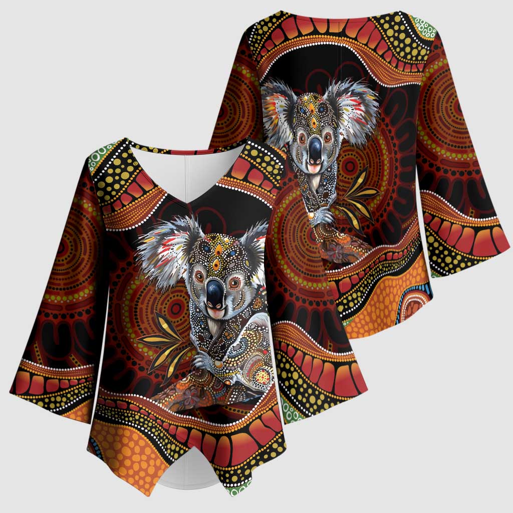 Indigenous Koala Australia Kimono Sleeve Blouse Australian Aboriginal Art Proud