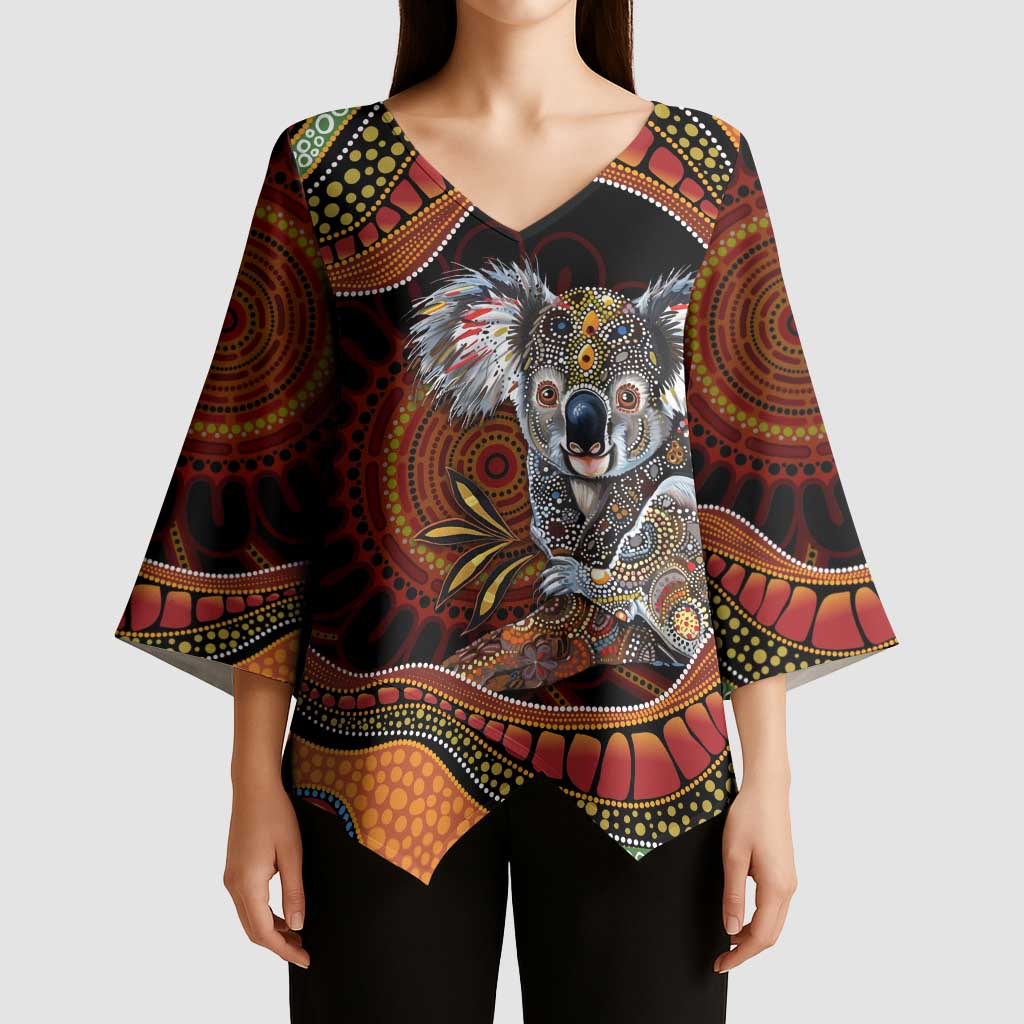 Indigenous Koala Australia Kimono Sleeve Blouse Australian Aboriginal Art Proud