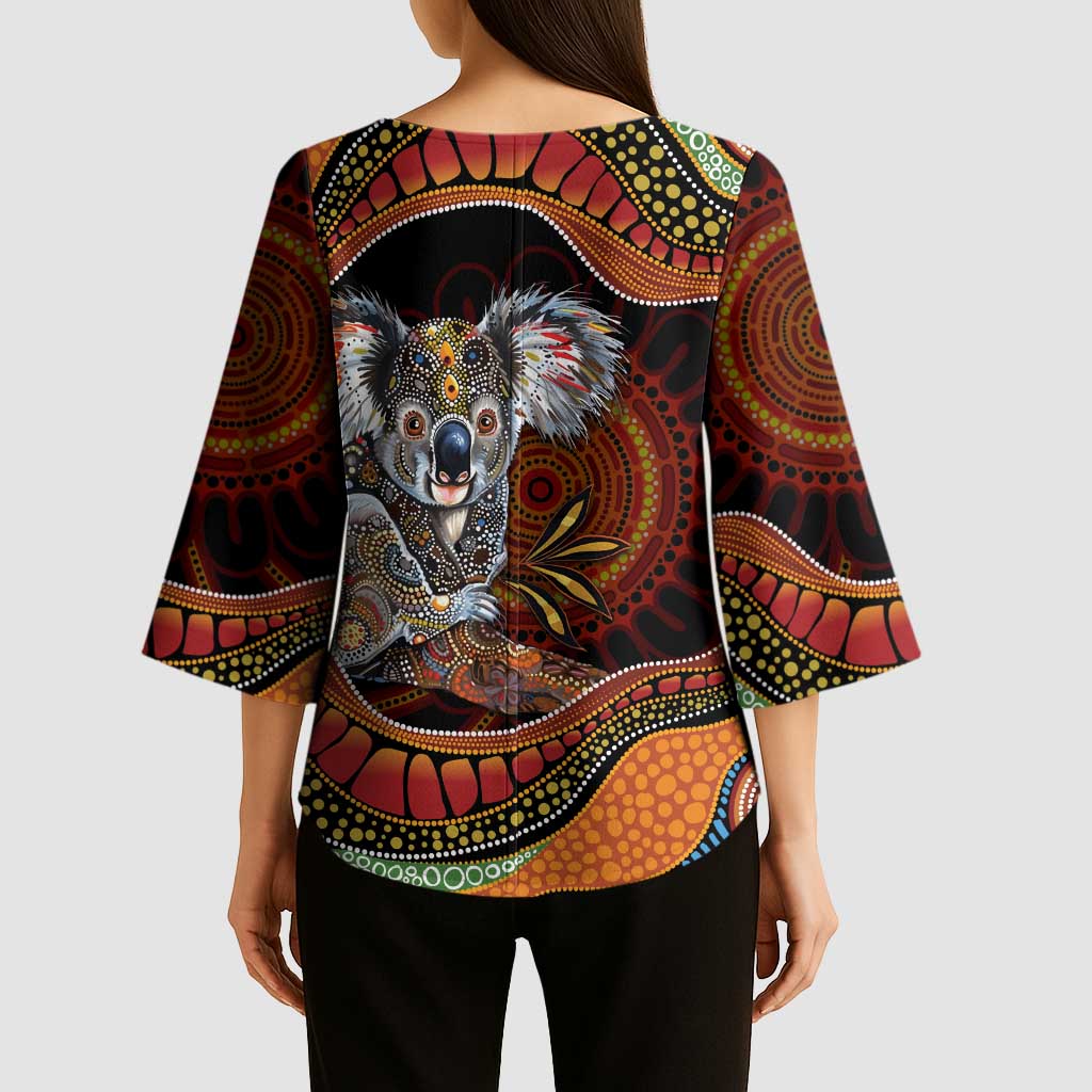 Indigenous Koala Australia Kimono Sleeve Blouse Australian Aboriginal Art Proud