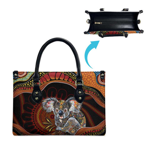 Indigenous Koala Australia Leather Bag Australian Aboriginal Art Proud